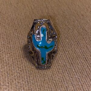 Silver and Turquoise Cactus Ring